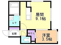 アンティーク 1LDKの間取図画像