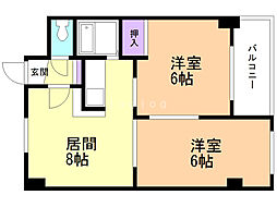 サンリバー広和 2DKの間取図画像