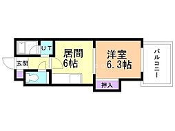 フィオーレセレスト 1DKの間取図画像