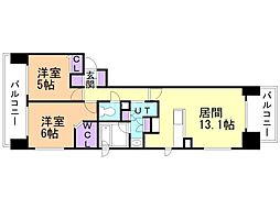 クリーンリバーフィネスキタ24ジョウステーションフロント 2LDKの間取図画像