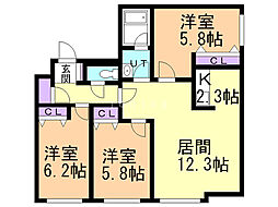 アヴェニール4・3 3LDKの間取図画像