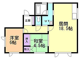 リブウェル麻生 2LDKの間取図画像