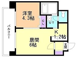 フランセジュール北20条 1DKの間取図画像