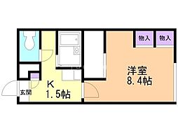 レオパレス石狩フローラ 1Kの間取図画像