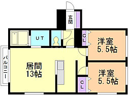 パルティールTM 2LDKの間取図画像