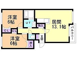 パシフィックプレイス2 2LDKの間取図画像