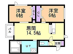 エアリータウンA 2LDKの間取図画像