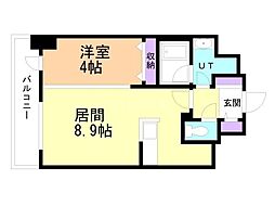 バロンドール 1LDKの間取図画像