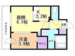 ALPHASQUARE北12西3 1LDKの間取図画像