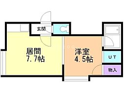 サウス花川 1LDKの間取図画像