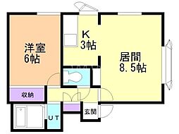 マイシャルム 1LDKの間取図画像