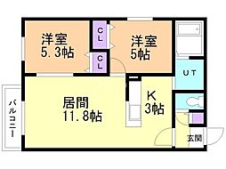 Ts COURT SHINKAWA 2LDKの間取図画像