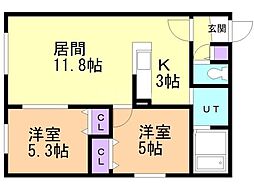 Ts COURT SHINKAWA 2LDKの間取図画像