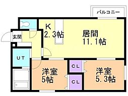 Ts COURT SHINKAWA 2LDKの間取図画像