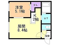 Ts COURT SHINKAWA 1LDKの間取図画像