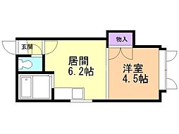 アーバンコート麻生3A棟 1DKの間取図画像