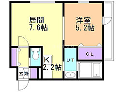 リブレあいの里 1LDKの間取図画像