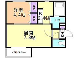 クレア北28条 1LDKの間取図画像