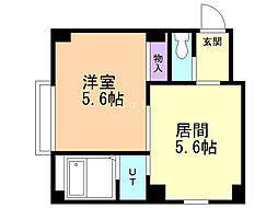 スカイパーク麻生 1DKの間取図画像