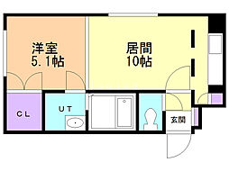 グランコンフォート麻生 1LDKの間取図画像