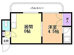 フジコーポ 1DKの間取図画像