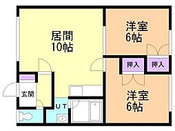 コーポこしかわ 2LDKの間取図画像