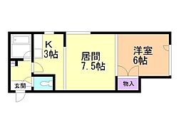 麻生BLESS 1LDKの間取図画像