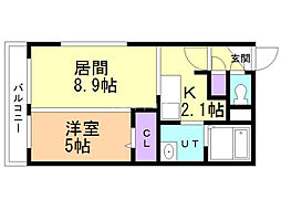 グランディールn19 1LDKの間取図画像