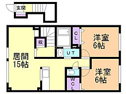 サンフィールド 2LDKの間取図画像