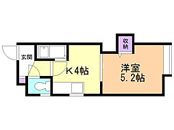札幌いずみハイツ 1Kの間取図画像