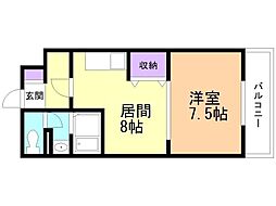 コンフォート・ヴィラ 1DKの間取図画像