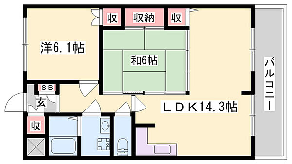 ハイツメロディ ｜兵庫県姫路市飾磨区今在家6丁目(賃貸マンション2LDK・4階・60.51㎡)の写真 その2