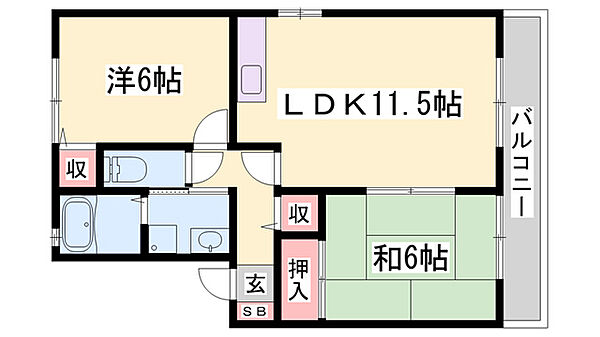 ウインドベル ｜兵庫県姫路市飾磨区阿成植木(賃貸アパート2LDK・2階・53.72㎡)の写真 その2