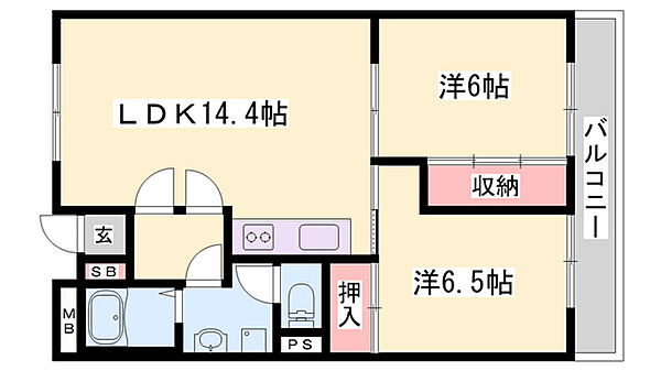 リッチウォーク佃町 ｜兵庫県姫路市佃町(賃貸マンション2LDK・7階・58.64㎡)の写真 その2