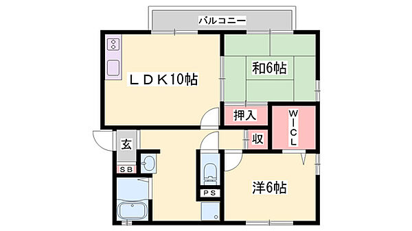 エクセルコート ｜兵庫県姫路市広畑区才(賃貸アパート2LDK・2階・55.25㎡)の写真 その2