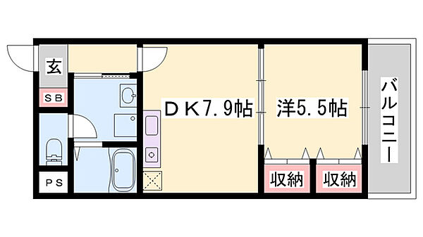 ジェルメ城陽 ｜兵庫県姫路市三左衛門堀東の町(賃貸マンション1DK・3階・34.40㎡)の写真 その2