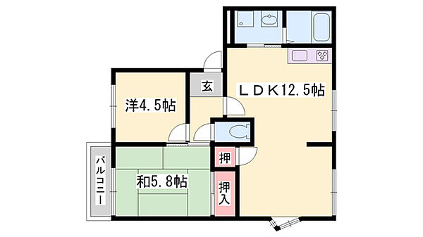 兵庫県揖保郡太子町立岡(賃貸アパート2LDK・1階・52.77㎡)の写真 その2