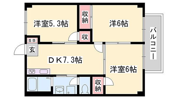 ドミール三喜 ｜兵庫県姫路市玉手2丁目(賃貸アパート3DK・1階・52.17㎡)の写真 その2