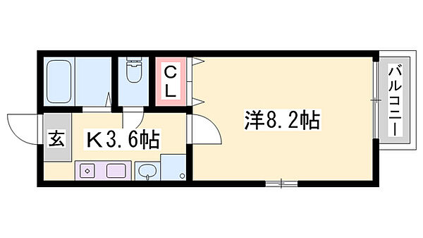 エトランス西庄 ｜兵庫県姫路市西庄(賃貸アパート1K・2階・24.57㎡)の写真 その2
