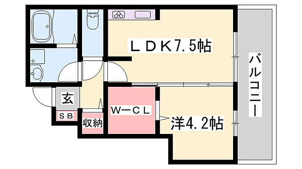 セジュール大津新町 ｜兵庫県姫路市大津区新町1丁目(賃貸アパート1LDK・1階・33.65㎡)の写真 その2