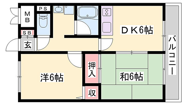 ウエストヒルズ ｜兵庫県西脇市上野(賃貸マンション2DK・3階・44.55㎡)の写真 その2