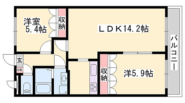 グランパークス ｜兵庫県たつの市龍野町堂本(賃貸アパート2LDK・2階・58.32㎡)の写真 その2