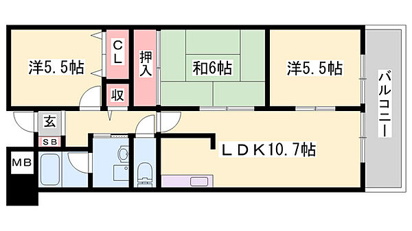 クリスタルハーモニー ｜兵庫県姫路市広畑区蒲田3丁目(賃貸マンション3LDK・2階・67.50㎡)の写真 その2