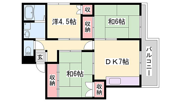 グランドハイツ ｜兵庫県姫路市久保町(賃貸マンション3DK・3階・64.00㎡)の写真 その2