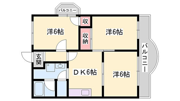 ダイヤモンドコーポ ｜兵庫県姫路市東延末1丁目(賃貸マンション3DK・5階・52.50㎡)の写真 その2