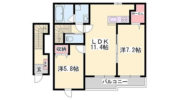 プチKハウス ｜兵庫県姫路市勝原区大谷(賃貸アパート2LDK・2階・59.10㎡)の写真 その1