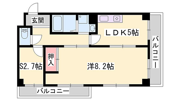 野里寺町中村コーポ ｜兵庫県姫路市野里寺町(賃貸マンション1SLDK・2階・45.00㎡)の写真 その2