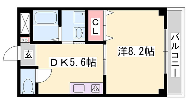 ヴァンクレールI ｜兵庫県姫路市三左衛門堀西の町(賃貸マンション1DK・2階・31.30㎡)の写真 その2