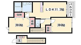 ウィル　ヴェステージ壱番館  ｜ 兵庫県西脇市下戸田（賃貸アパート2LDK・2階・58.48㎡） その2