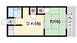 ユニハイツ2 1DKの間取図画像